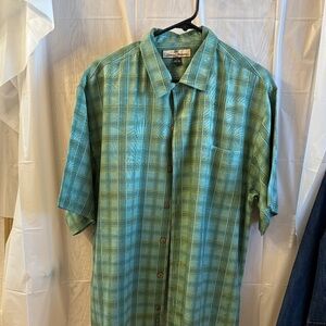 Tommy Bahama Blue-Green 100 Percent Silk Men's Shirt